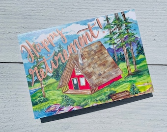 Retirement Cute Cabin Lake Life Card