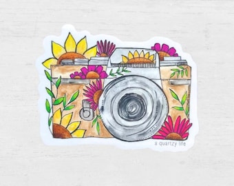 Flower Camera Sticker | Photographer Sticker | Vintage Camera Decal