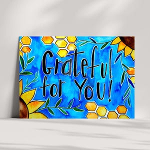 Grateful for You Thank You Card | Sunflower & Honey Gratitude Card