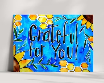 Grateful for You Thank You Card | Sunflower & Honey Gratitude Card