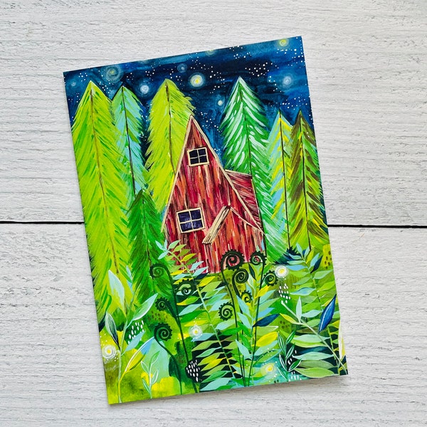 Woodsy Cabin Card | Cute Outdoorsy Mountain Cabin Card