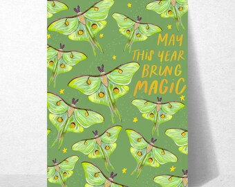 Luna Moths Magic Birthday Card