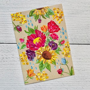Colorida tarjeta floral Kraft Bouquet