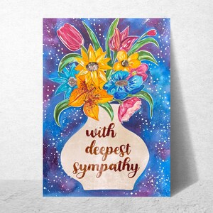 With Deepest Sympathy Colorful Flower Vase Card
