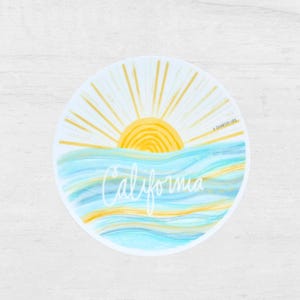 California Waves Beach Sticker for Car | California Decal | California Sticker for Laptop Water Bottle image 1