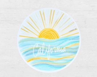 Autocollant California Waves Beach pour voiture | Sticker Californie | Sticker Californie pour bouteille d'eau pour ordinateur portable