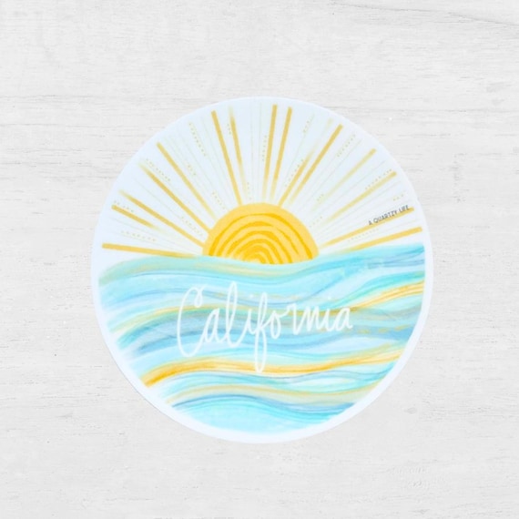California Waves Beach Sticker for Car | California Decal | California Sticker for Laptop Water Bottle