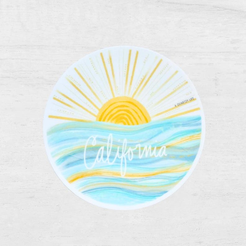California Waves Beach Sticker for Car | California Decal | California Sticker for Laptop Water Bottle image 1