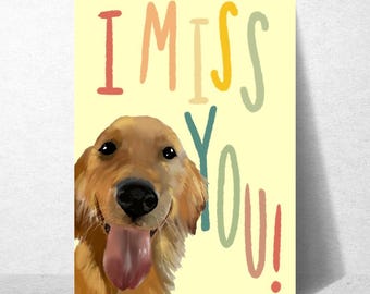 Golden Retriever I Miss You Card