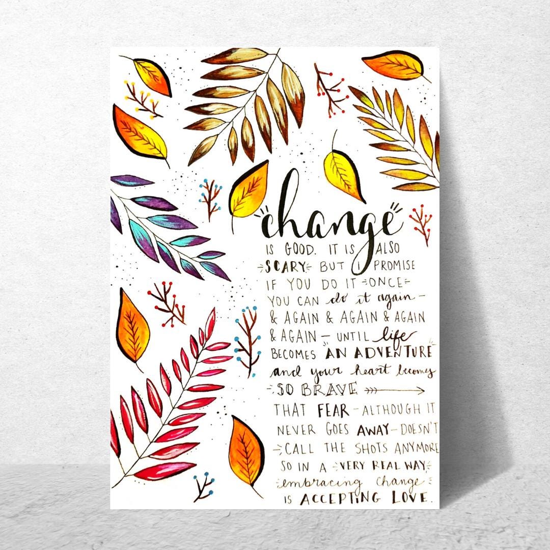Fall Encourage Change Fall Leaves Encouragement Card | Inspiring Greeting Card - Etsy