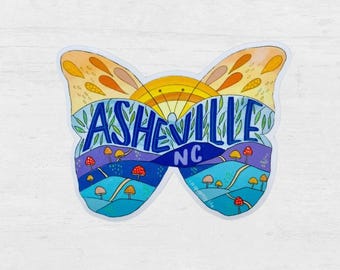 Asheville fjärilsklistermärke | Groovy Weird Asheville-dekal