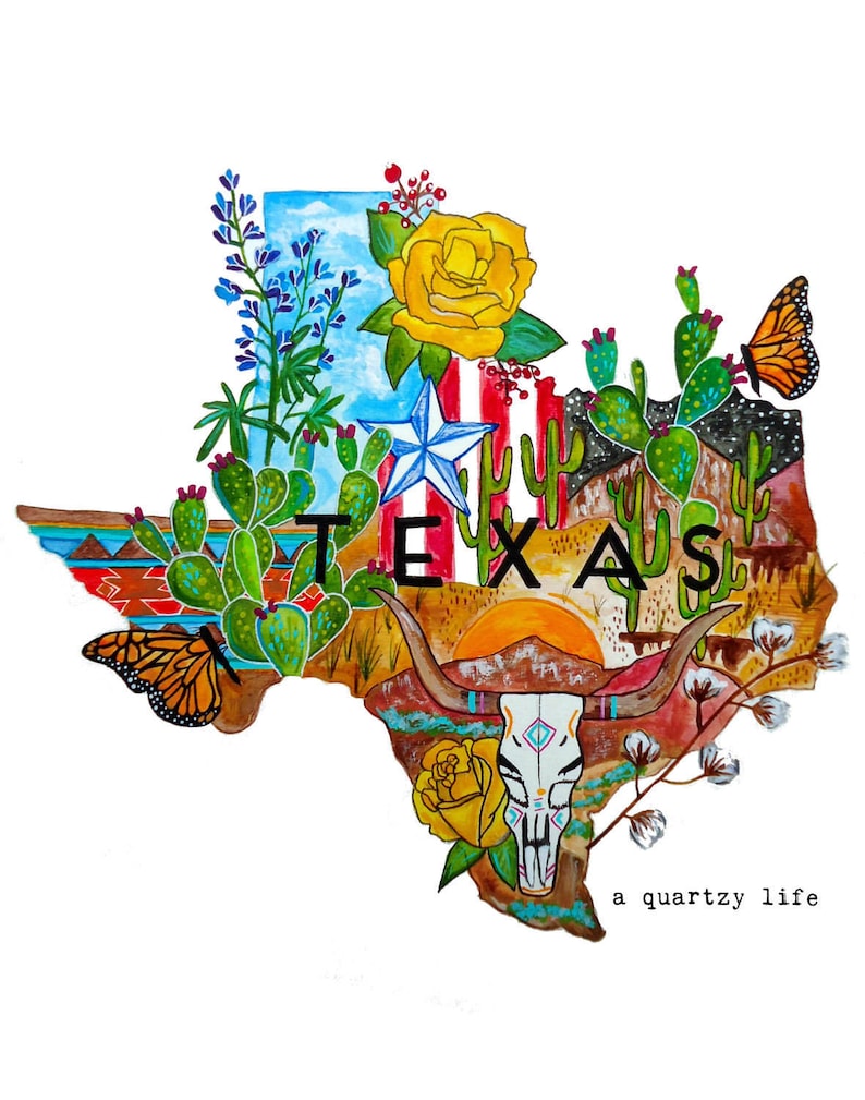 Texas Art Print Texas Wall Art Texas Souvenir Etsy Canada