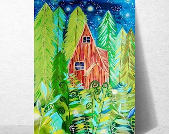 A Frame Cabin in the Woods Card