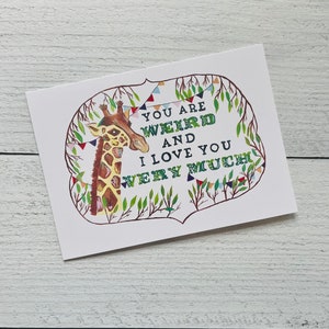 Süße Weird Giraffe Liebeskarte