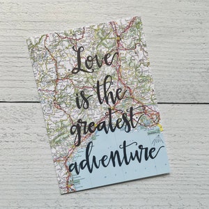 Adventure Love Card | Adventurous Couples Card on Vintage Map