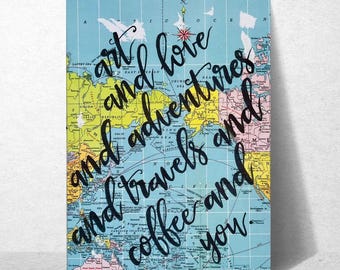 Art Love Adventures Travels Coffee You Card