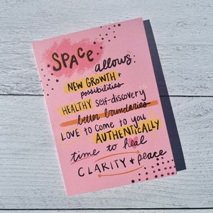 L’espace permet d’encourager la croissance Carte de changement d’amour