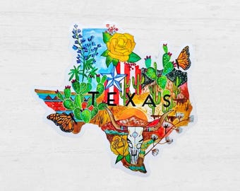 Texas Sticker | Texas State Decal | Texas Sticker for Laptop Water Bottle Car