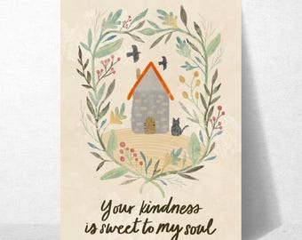 Thank You Gratitude Cozy Country Cottage House Kindness Card