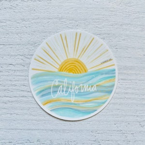 California Waves Beach Sticker for Car | California Decal | California Sticker for Laptop Water Bottle