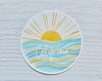 Sticker California Waves Beach voor auto | Sticker Californië | California-sticker voor laptopwaterfles