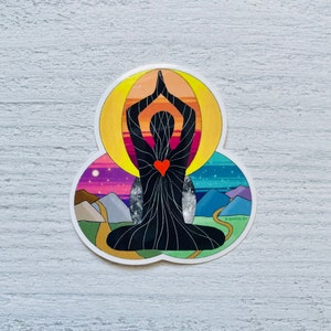 Yoga Lotus Pose Sticker Decal for Laptop, Water Bottle, Car
