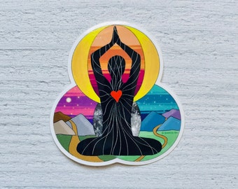 Yoga Lotus Pose klistermärke för laptop, vattenflaska, bil