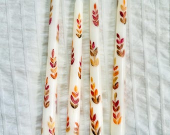 Autumn Leaves Taper Candles for Thanksgiving Table Decoration