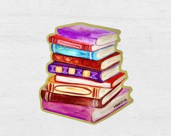 Book Stack Sticker | Reading Classic Literature Book Lover Sticker for Laptop