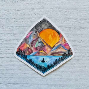 Adventure Mountain Canoe Sticker | Wanderlust Sticker | Mountains Bumper Sticker