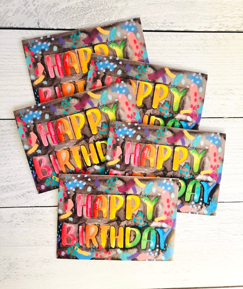 CARD Happy Birthday Paint Splatters Etsy