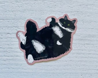 Cute Tuxedo Cat Sticker | Pet Black Cat Sticker