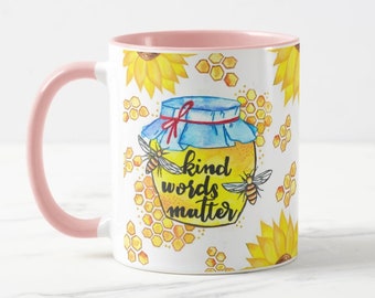 Kind Words Matter Bee Honeycomb mug