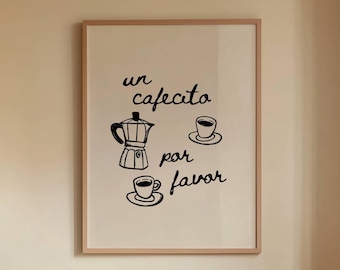 Cafecito Por Favorプリント｜スペイン風コーヒーウォールアート｜デジタルダウンロード