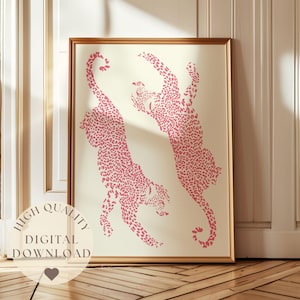Pink Leopard Wall Art, Dorm Room Art, Printable Wall Art, Stylish Leopard Print, Pink Art, Trendy art, Dopamine Decor, Preppy Leopard Poster