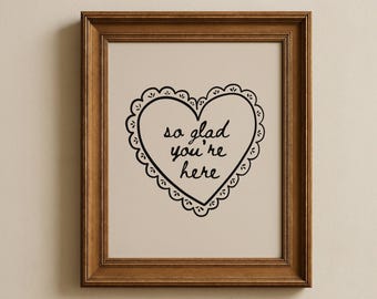 So Glad You're Here Print | Guest Bedroom Decor | Modern Neutral Wall Art | Digital Download