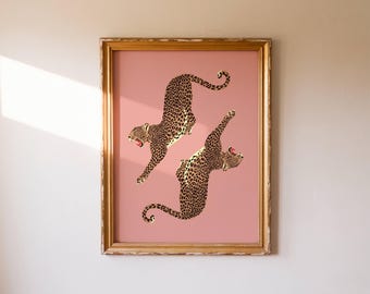 Pink Leopard Wall Art | Bold Statement Print | Light Pink Décor | Trendy Wall Art | Digital Download