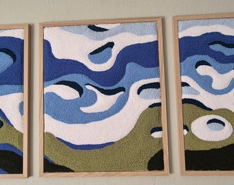 Punch needle art, wall hanging fiber art, abstract modern art, home decor original wall art, gift