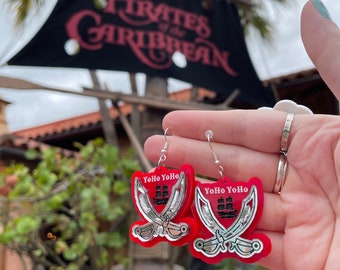 YoHo YoHo A Pirates’ Life for Me! Caribbean Disney Inspired Acrylic Laser Cut Dangle Earrings