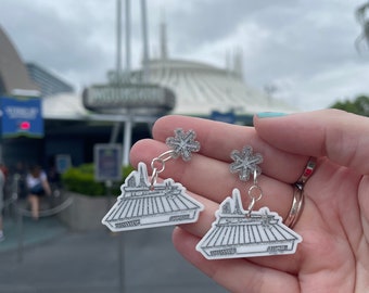 Space Mountain Disney Inspired Tomorrow Land Acrylic Laser Cut Dangle Stud Earrings