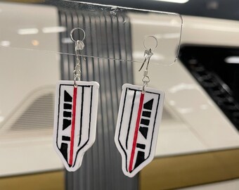 Monorail Transportation Red Line Train Inspired Acrylic Cut Dangle Earrings
