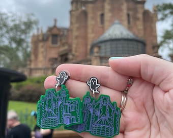 Haunted Mansion Inspired Ghost Host Spooky Acrylic Laser Cut Earrings