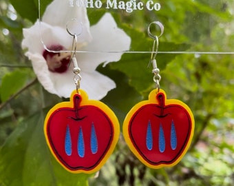 Poison Apple Snow White Sleeve Inspired Laser Cut Acrylic Earrings (Glitter Red Apple or Regular Red Apple)