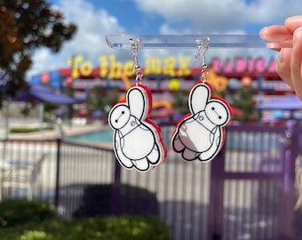 Big Hero inspired Baymax acrylic cut 2 layer dangle earrings