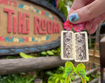 Enchanted Tiki Room Inspired Acrylic Cut Dangle Earrings