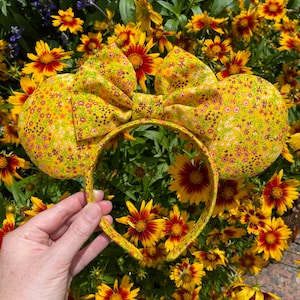 Vintage yellow Flowers Handmade Minnie Ears