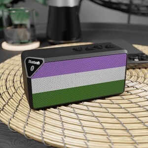 Genderqueer Flag Bluetooth Speaker | LGBTQIA+ Portable Speaker - Compact & Outdoor Ready | Gay Pride Merch - Free Shipping