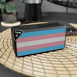 Transgender Flag Bluetooth Speaker | LGBTQIA+ Portable Speaker - Compact & Outdoor Ready | Gay Pride Merch - Free Shipping