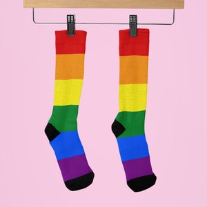 Rainbow Flag Crew Socks | Unisex, Colorful & Comfy All Season Socks | LGBTQ+ Gay Pride Merch