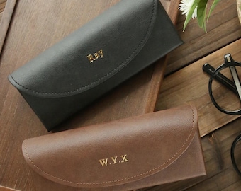 Personalized Leather Glasses Case, Custom Name Eyeglass Case, Monogram Sunglasses Case, Bridesmaid Gift, Wedding Gift, Gift for Her